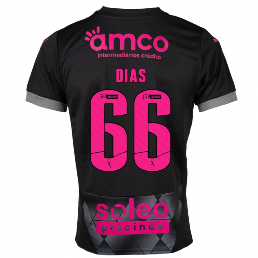 DanxenキッズGonçalo Dias#66ブラック ピンクアウェイシャツ2024/25ジャージーユニフォーム