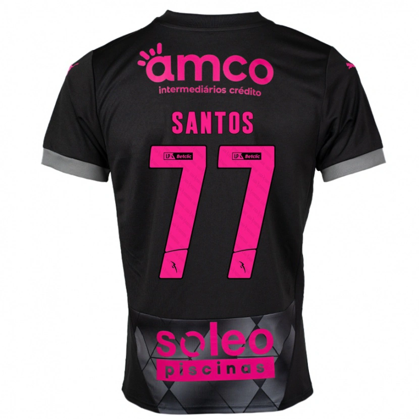 DanxenキッズEdu Santos#77ブラック ピンクアウェイシャツ2024/25ジャージーユニフォーム