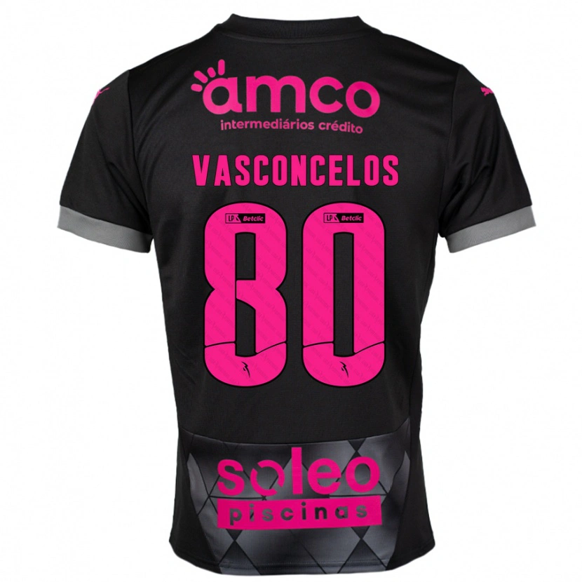 DanxenキッズVasconcelos#80ブラック ピンクアウェイシャツ2024/25ジャージーユニフォーム