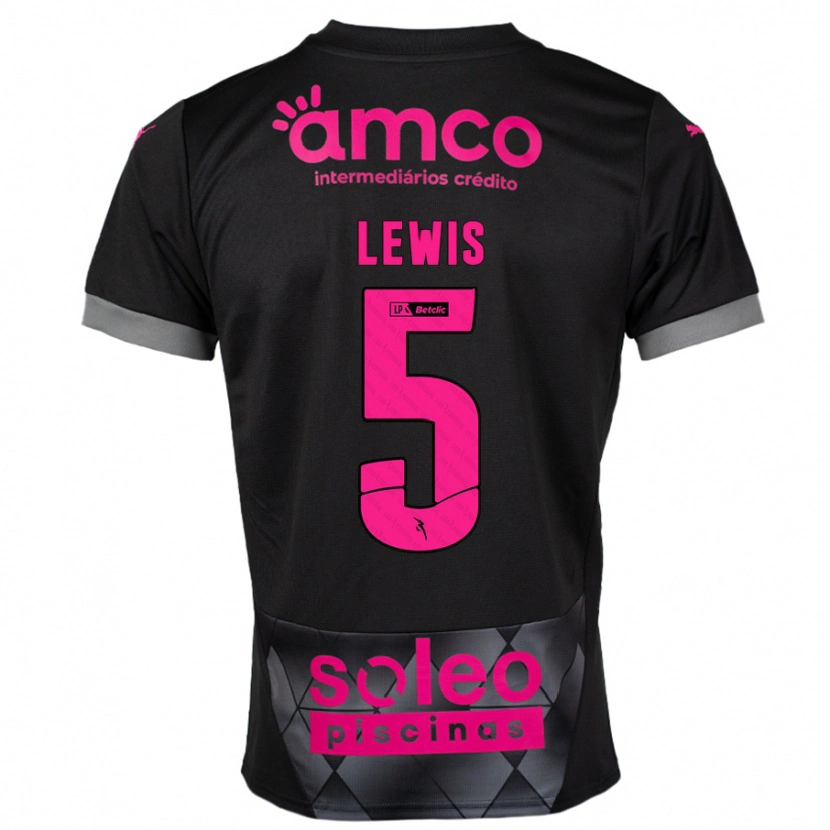 DanxenキッズLeah Lewis#5ブラック ピンクアウェイシャツ2024/25ジャージーユニフォーム