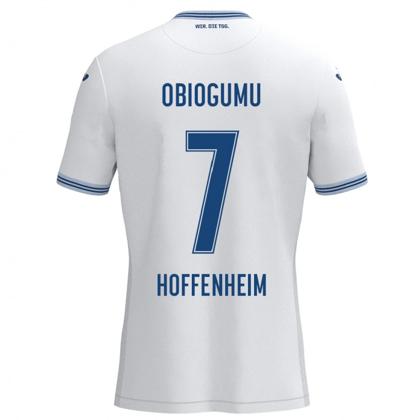 DanxenキッズUche Obiogumu#7ホワイト ブルーアウェイシャツ2024/25ジャージーユニフォーム