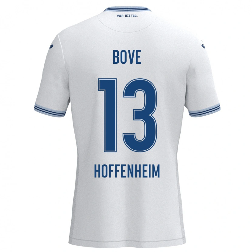 DanxenキッズNevio Bove#13ホワイト ブルーアウェイシャツ2024/25ジャージーユニフォーム