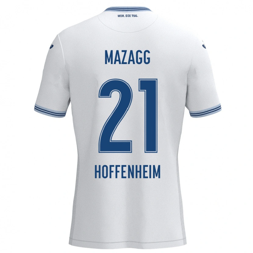 DanxenキッズLukas Mazagg#21ホワイト ブルーアウェイシャツ2024/25ジャージーユニフォーム