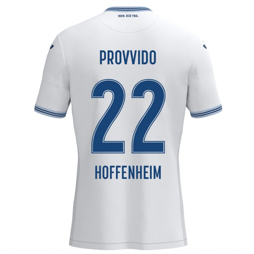 DanxenキッズLuca Provvido#22ホワイト ブルーアウェイシャツ2024/25ジャージーユニフォーム