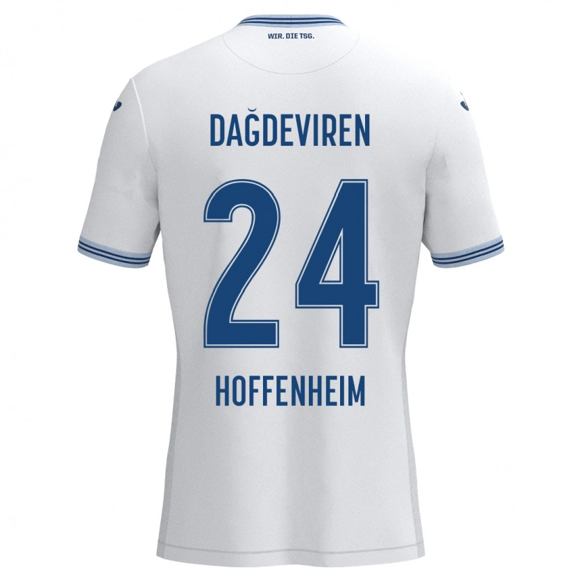DanxenキッズDiren Dağdeviren#24ホワイト ブルーアウェイシャツ2024/25ジャージーユニフォーム