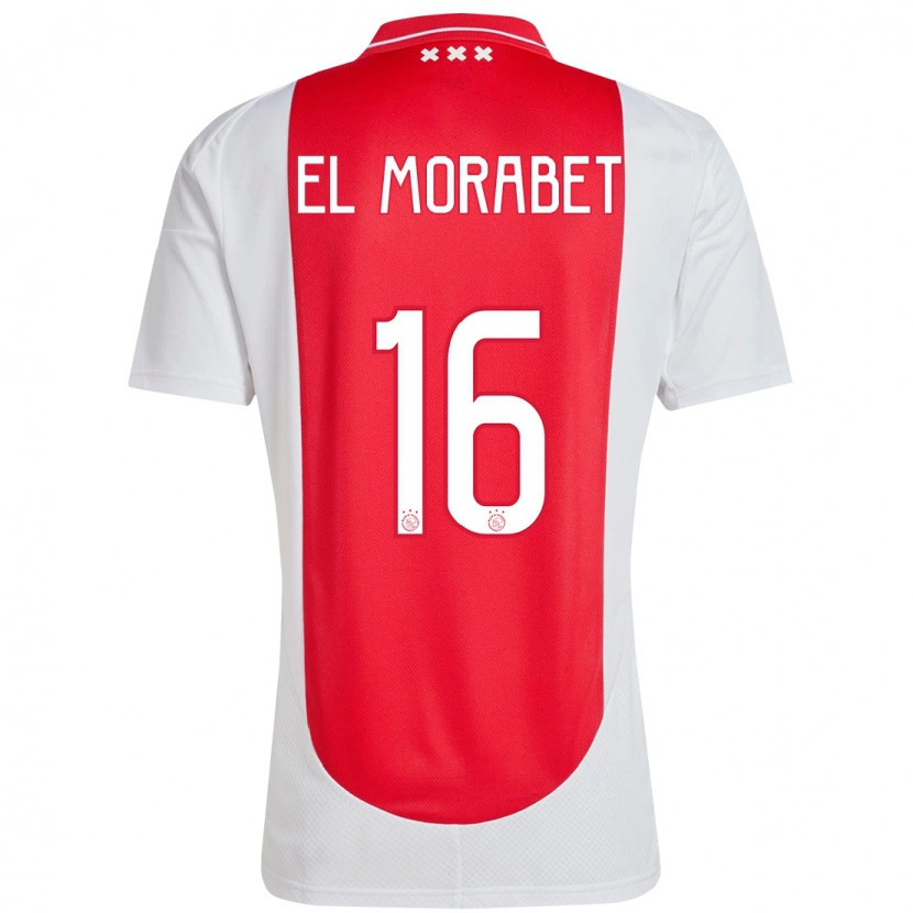 DanxenメンズYounes El Morabet#16赤 白ホームシャツ2024/25ジャージーユニフォーム