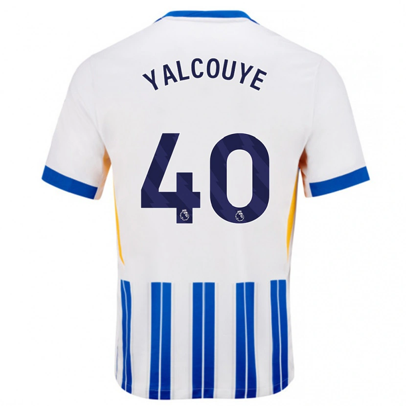 DanxenメンズMalick Junior Yalcouyé#40白青のピンストライプホームシャツ2024/25ジャージーユニフォーム