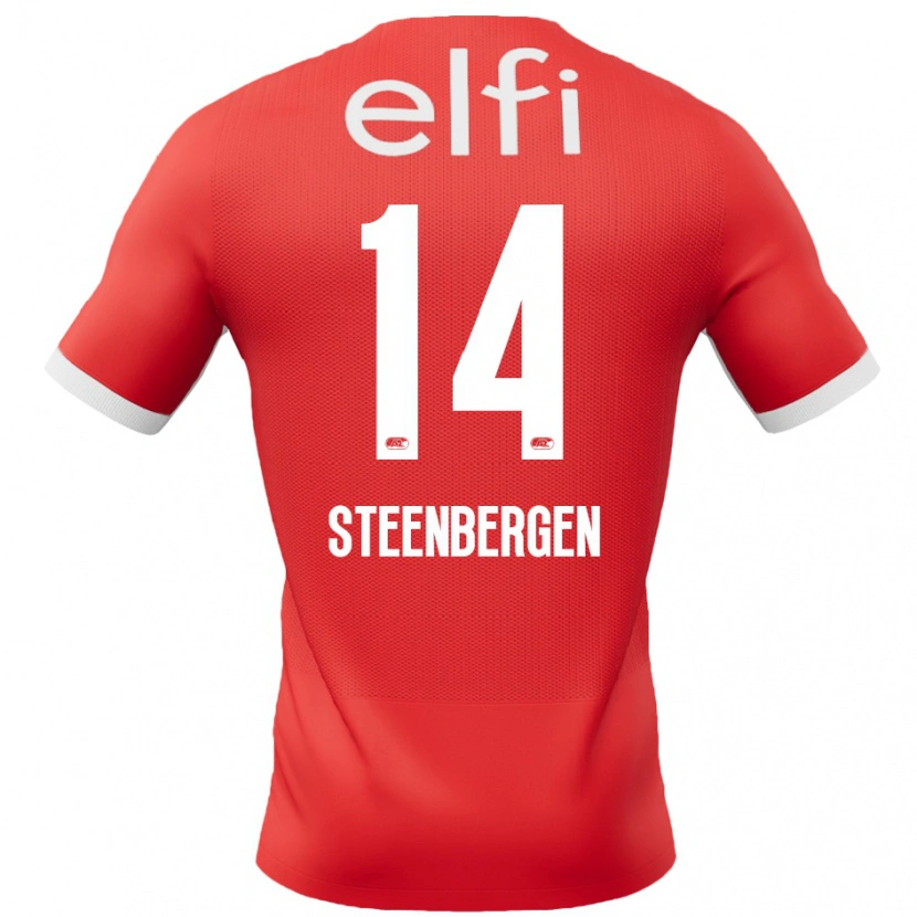 DanxenメンズThom Steenbergen#14赤 白ホームシャツ2024/25ジャージーユニフォーム