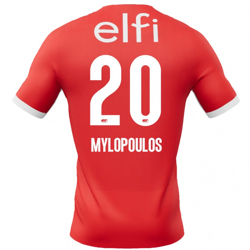 DanxenメンズMarios Mylopoulos#20赤 白ホームシャツ2024/25ジャージーユニフォーム