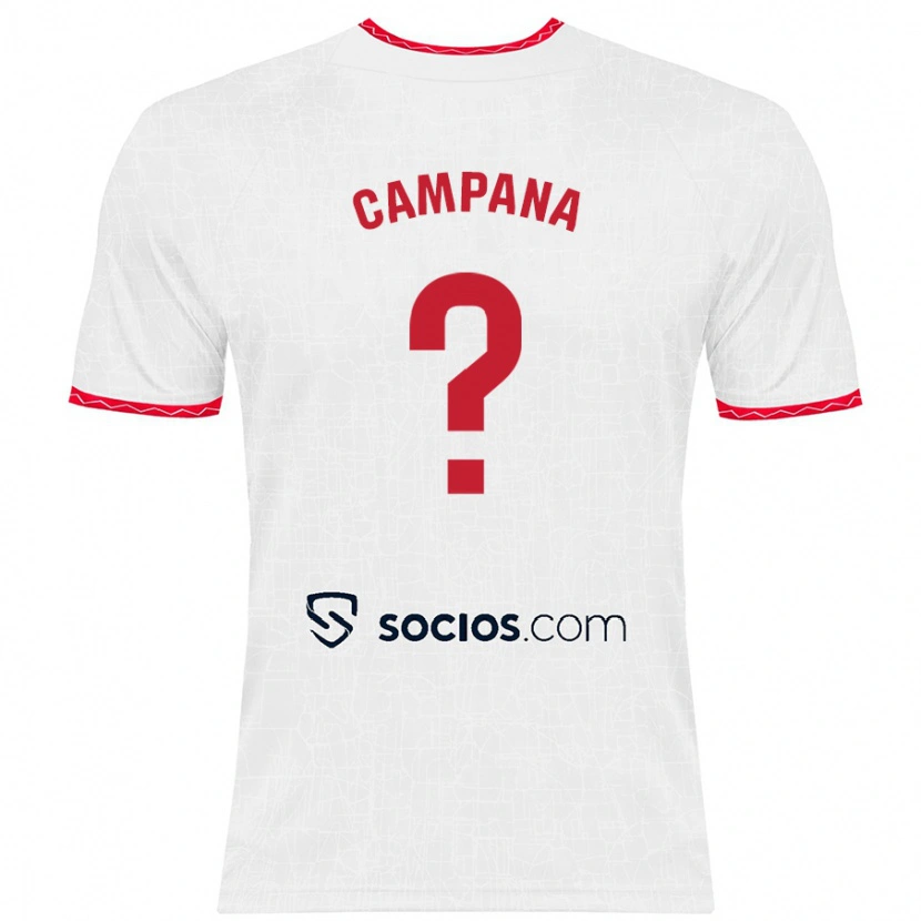 DanxenメンズMassimo Campana#0白 赤ホームシャツ2024/25ジャージーユニフォーム