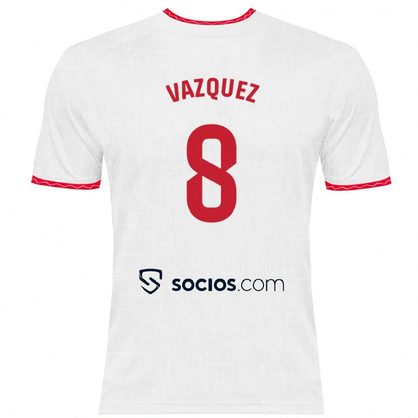 DanxenメンズManolo Vázquez#8白 赤ホームシャツ2024/25ジャージーユニフォーム