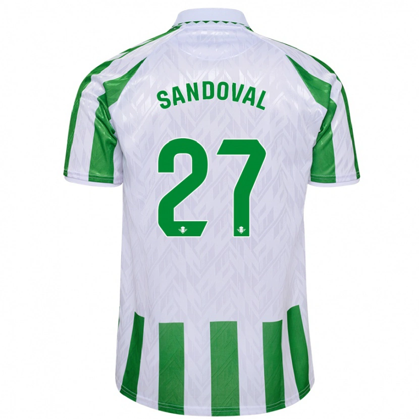 DanxenメンズKeimer Sandoval#27緑と白のストライプホームシャツ2024/25ジャージーユニフォーム