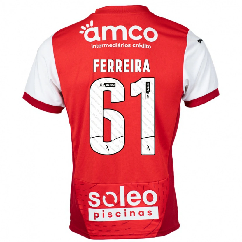 DanxenメンズTiago Ferreira#61赤 白ホームシャツ2024/25ジャージーユニフォーム