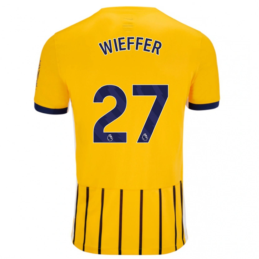 Danxenメンズマッツ・ウィーファー#27金と青のピンストライプアウェイシャツ2024/25ジャージーユニフォーム