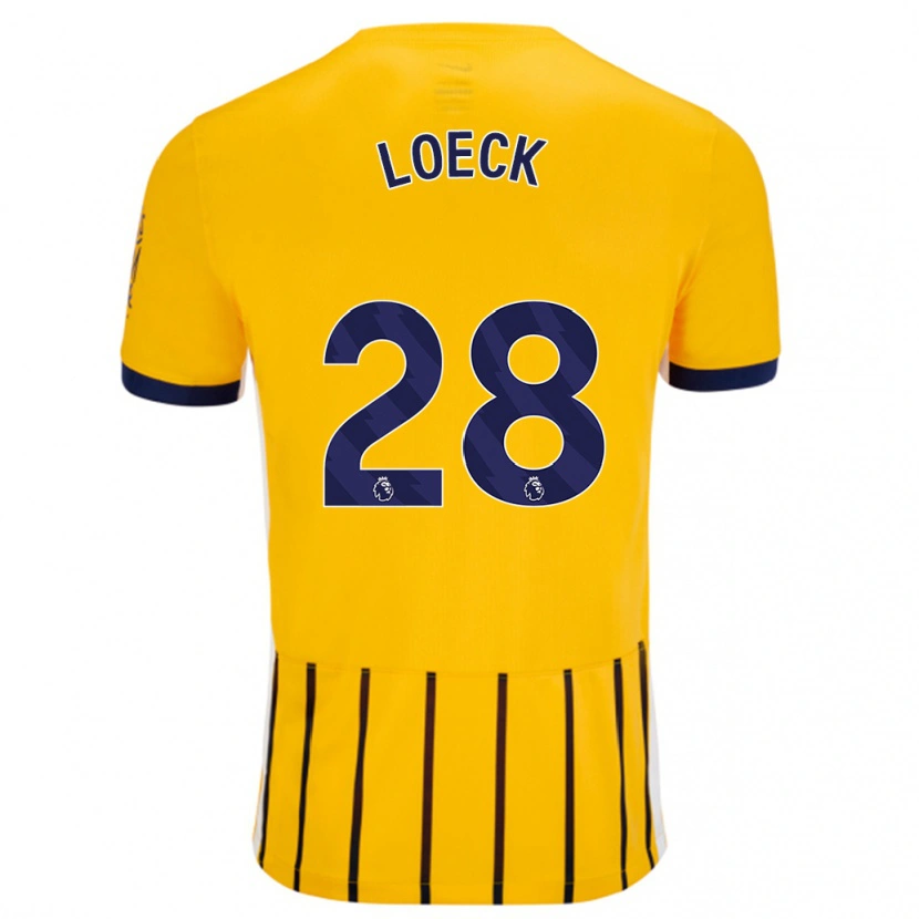 DanxenメンズMelina Loeck#28金と青のピンストライプアウェイシャツ2024/25ジャージーユニフォーム