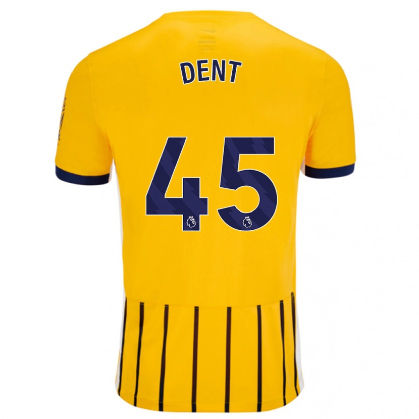 Danxenメンズリリー・デント#45金と青のピンストライプアウェイシャツ2024/25ジャージーユニフォーム