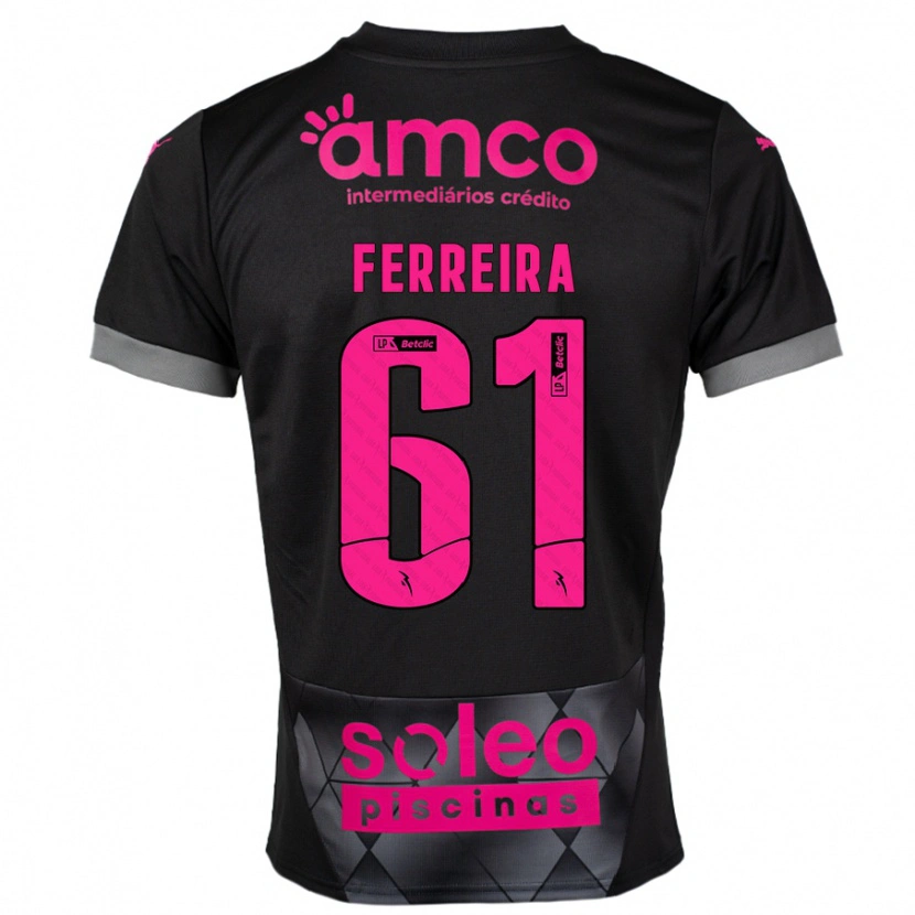 DanxenメンズTiago Ferreira#61ブラック ピンクアウェイシャツ2024/25ジャージーユニフォーム