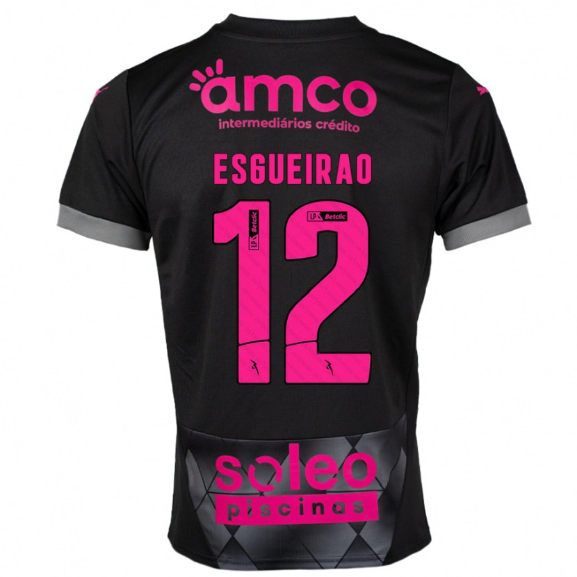 DanxenメンズÍris Esgueirão#12ブラック ピンクアウェイシャツ2024/25ジャージーユニフォーム