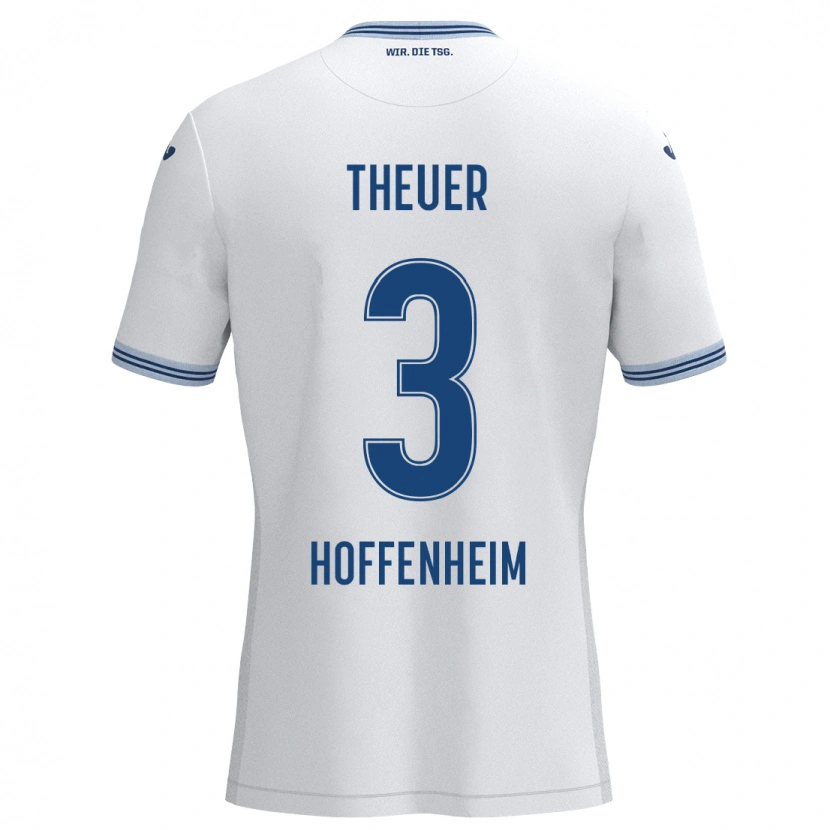 DanxenメンズMaximilian Theuer#3ホワイト ブルーアウェイシャツ2024/25ジャージーユニフォーム