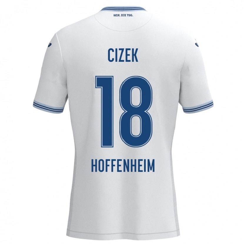 DanxenメンズKrystof Cizek#18ホワイト ブルーアウェイシャツ2024/25ジャージーユニフォーム