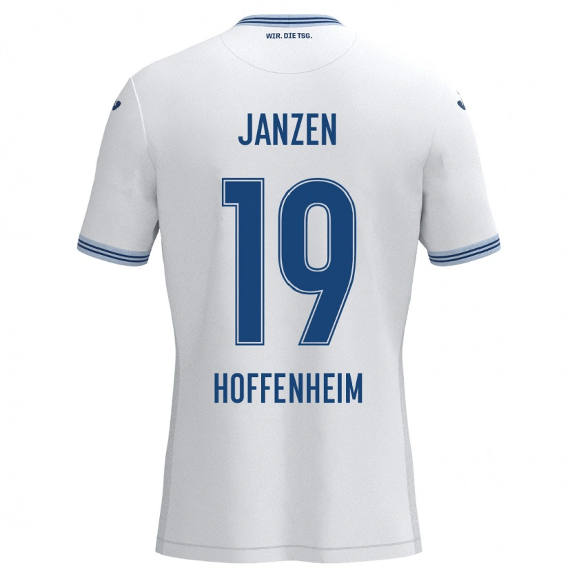 Danxenメンズマティルデ・オルガ・ルイーゼ・ヤンツェン#19ホワイト ブルーアウェイシャツ2024/25ジャージーユニフォーム