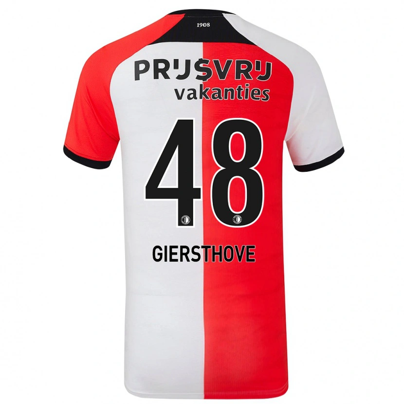 DanxenレディースDjomar Giersthove#48赤 白ホームシャツ2024/25ジャージーユニフォーム