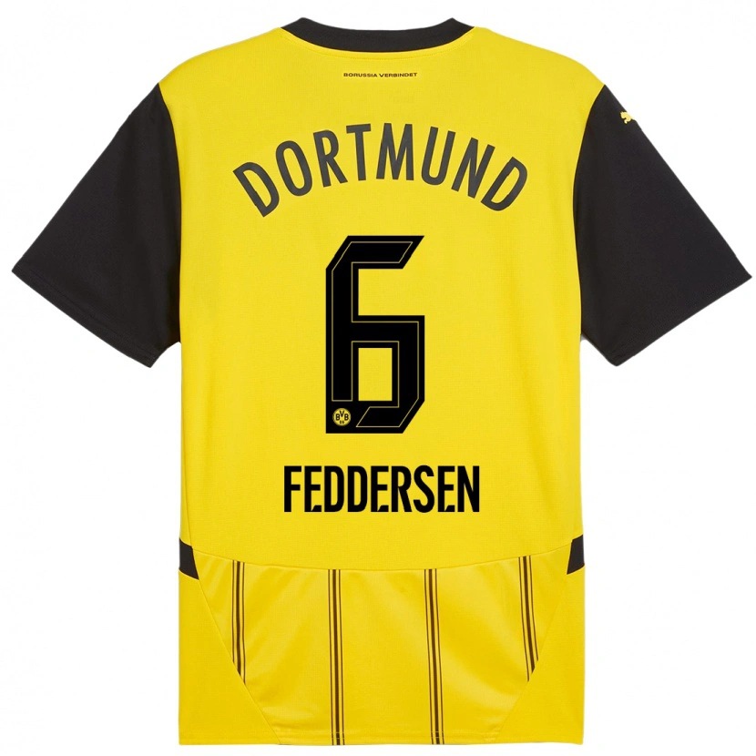 Danxenレディースジョナス・フェダーセン#6黄 黒ホームシャツ2024/25ジャージーユニフォーム
