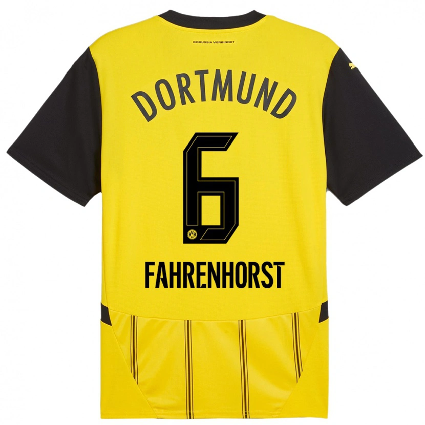 DanxenレディースLuke Fahrenhorst#6黄 黒ホームシャツ2024/25ジャージーユニフォーム