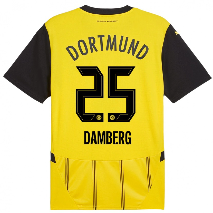 DanxenレディースNiclas Damberg#25黄 黒ホームシャツ2024/25ジャージーユニフォーム