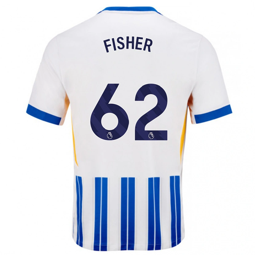 Danxenレディースヒューゴ・フィッシャー#62白青のピンストライプホームシャツ2024/25ジャージーユニフォーム
