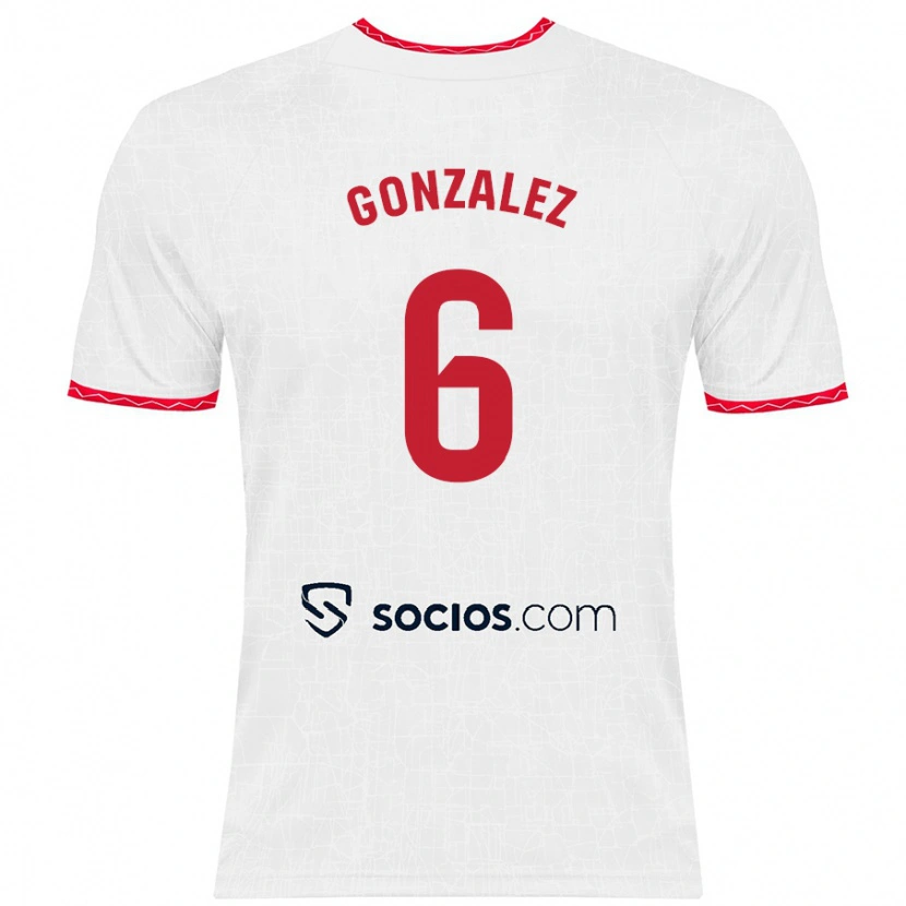 DanxenレディースPamela González#6白 赤ホームシャツ2024/25ジャージーユニフォーム