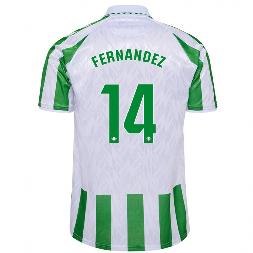 Danxenレディースキケ・フェルナンデス#14緑と白のストライプホームシャツ2024/25ジャージーユニフォーム