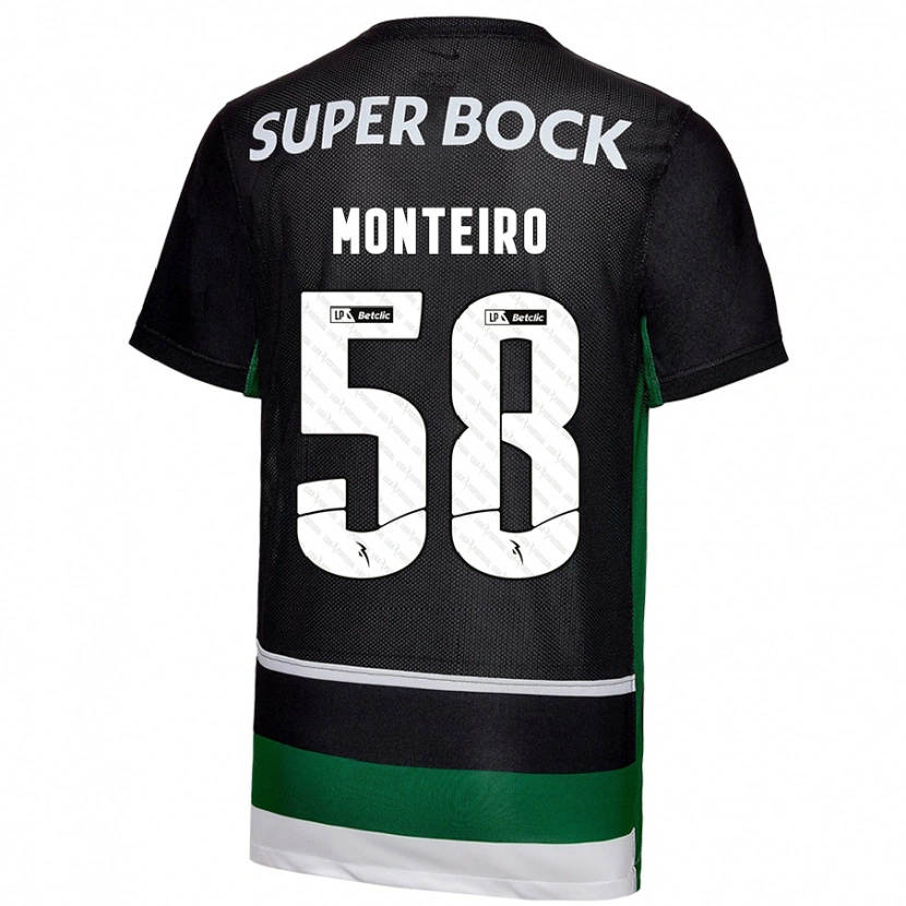 DanxenレディースDavid Monteiro#58黒 白 緑ホームシャツ2024/25ジャージーユニフォーム