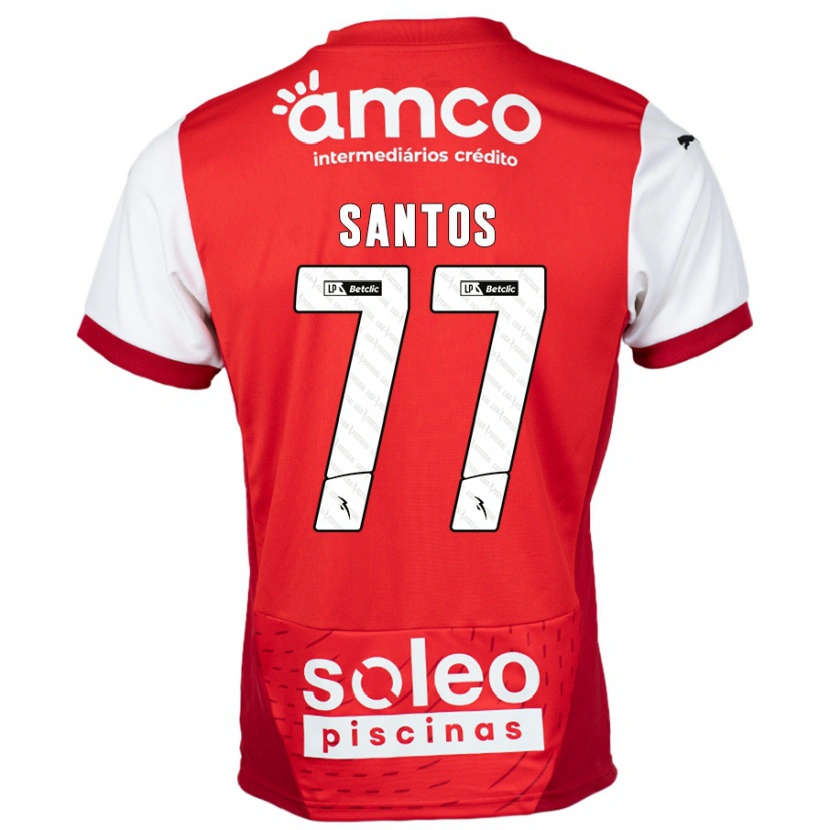 DanxenレディースEdu Santos#77赤 白ホームシャツ2024/25ジャージーユニフォーム