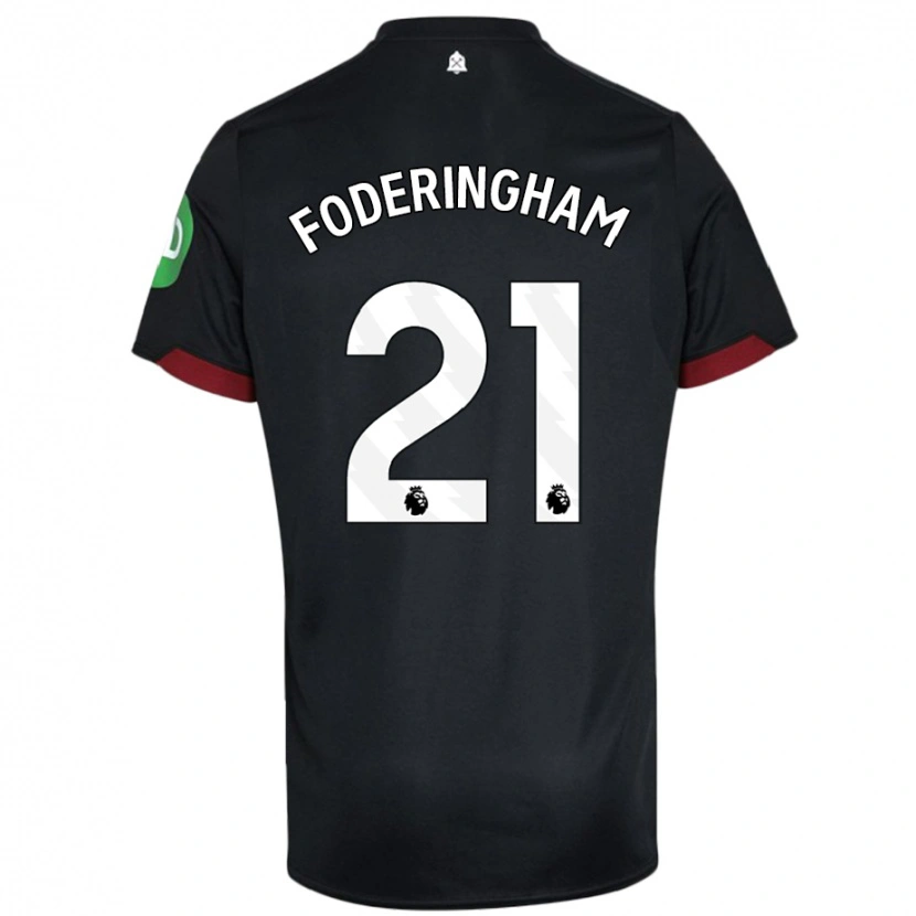 Danxenレディースウェス・フォデリンガム#21黒 白アウェイシャツ2024/25ジャージーユニフォーム