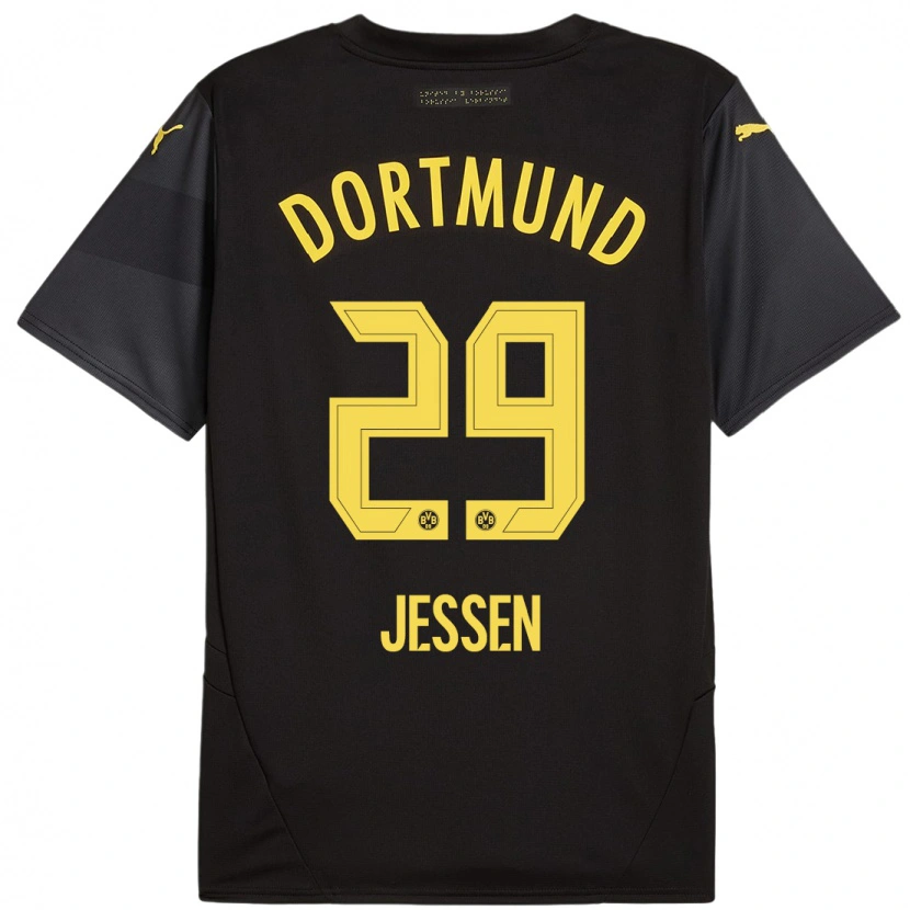 Danxenレディースニクラス・ジェッセン#29黒 黄アウェイシャツ2024/25ジャージーユニフォーム