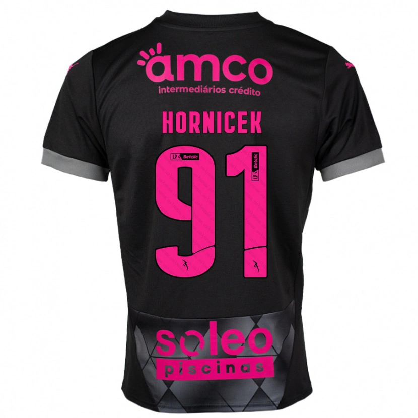 DanxenレディースLukas Hornicek#91ブラック ピンクアウェイシャツ2024/25ジャージーユニフォーム
