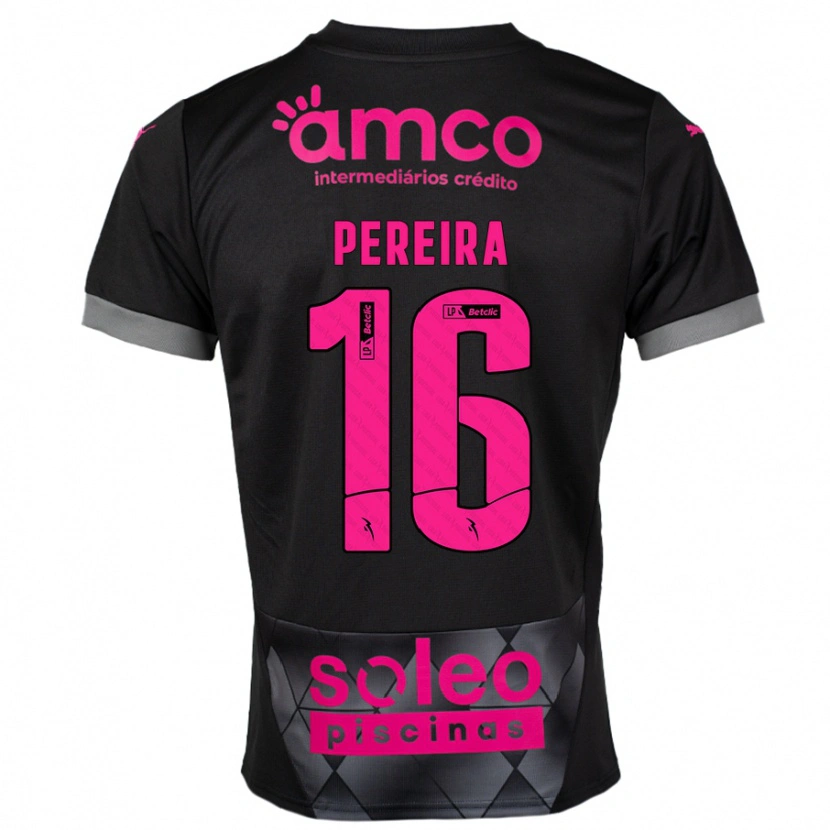 DanxenレディースCatarina Pereira#16ブラック ピンクアウェイシャツ2024/25ジャージーユニフォーム