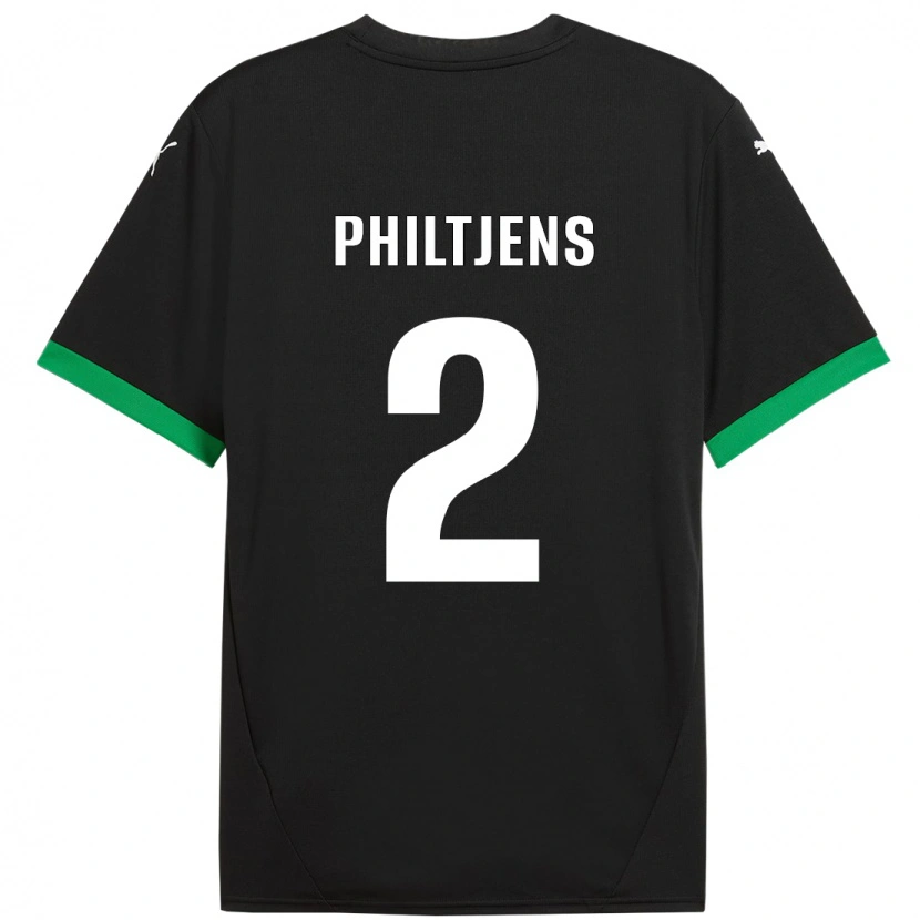 DanxenキッズDavina Philtjens#2黒 ダークグリーンホームシャツ2024/25ジャージーユニフォーム