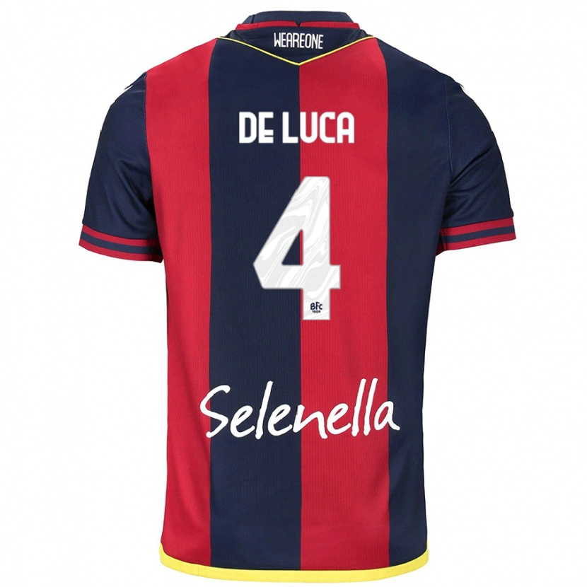 DanxenキッズAlessandro De Luca#4レッド ロイヤルブルーホームシャツ2024/25ジャージーユニフォーム