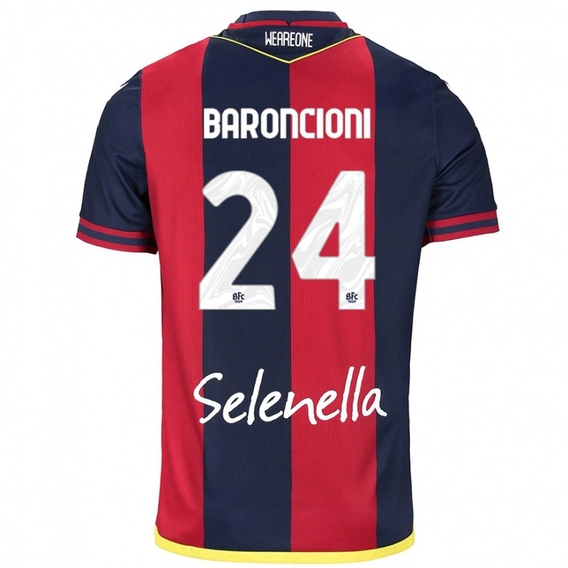DanxenキッズDavide Baroncioni#24レッド ロイヤルブルーホームシャツ2024/25ジャージーユニフォーム