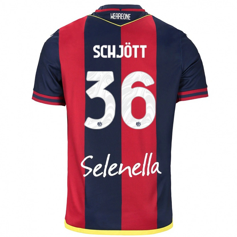 DanxenキッズGustav Schjött#36レッド ロイヤルブルーホームシャツ2024/25ジャージーユニフォーム