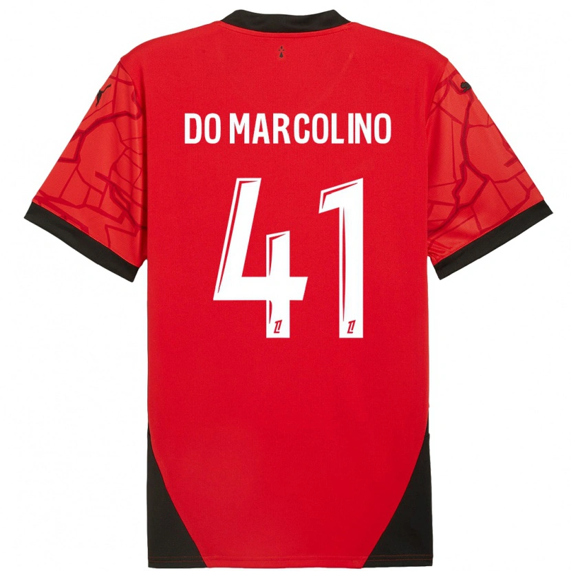 DanxenキッズAlan Do Marcolino#41赤黒ホームシャツ2024/25ジャージーユニフォーム
