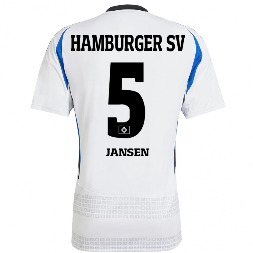 Danxenキッズマルセル・ヤンセン#5ホワイト ブルーホームシャツ2024/25ジャージーユニフォーム
