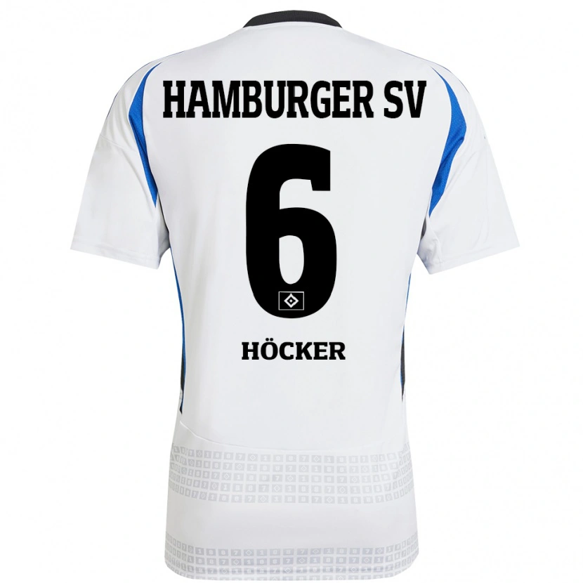 DanxenキッズTiziano Höcker#6ホワイト ブルーホームシャツ2024/25ジャージーユニフォーム