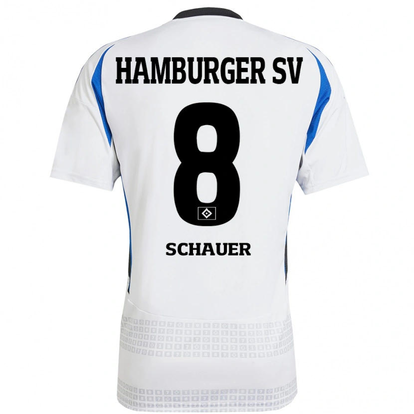 DanxenキッズMartin Schauer#8ホワイト ブルーホームシャツ2024/25ジャージーユニフォーム