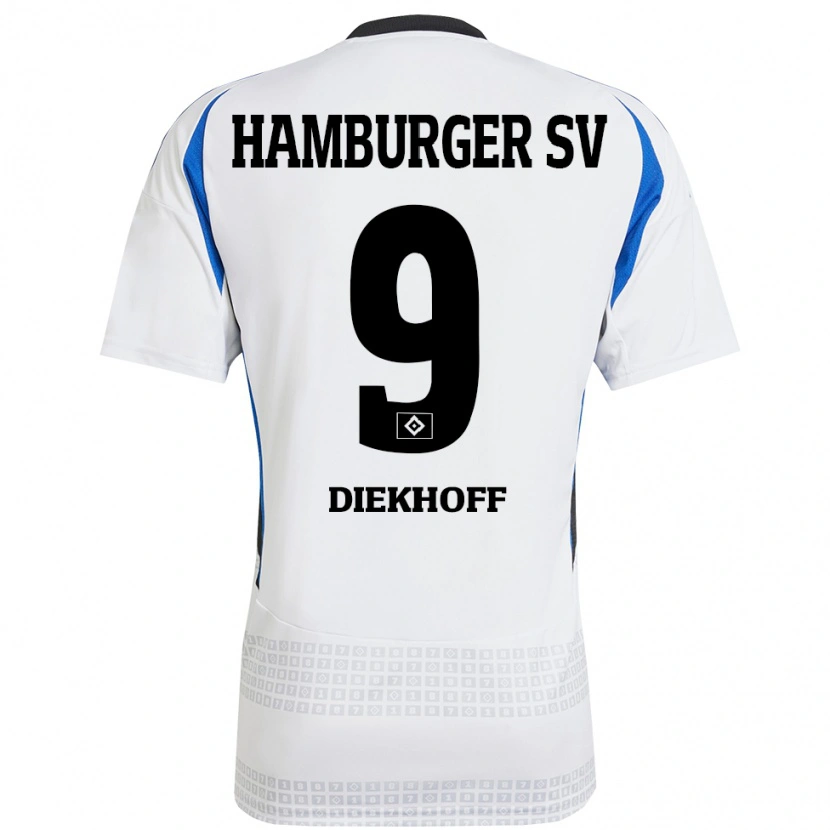 Danxenキッズヘンリケ・ディークホフ#9ホワイト ブルーホームシャツ2024/25ジャージーユニフォーム