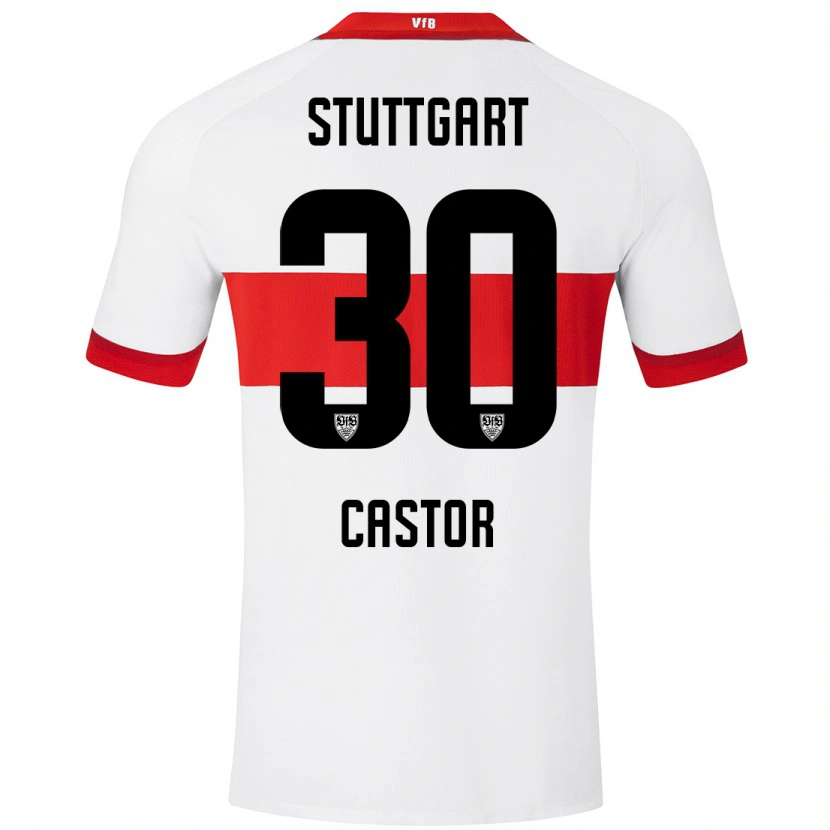 DanxenキッズJoy Castor#30白 赤ホームシャツ2024/25ジャージーユニフォーム