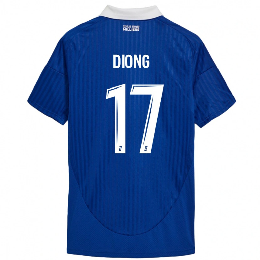 DanxenキッズPape Diong#17ブルーホワイトホームシャツ2024/25ジャージーユニフォーム