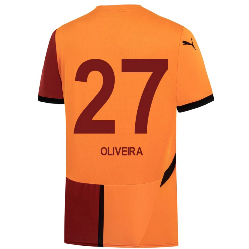 Danxenキッズセルジオ・オリベイラ#27黄 赤ホームシャツ2024/25ジャージーユニフォーム